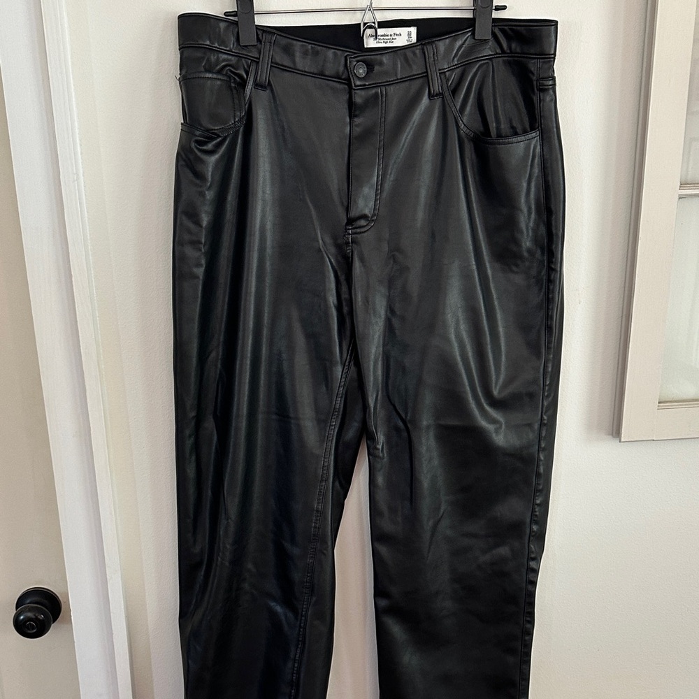 Abercrombie & Fitch Black High Rise faux leather pants